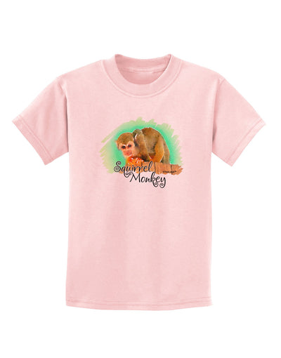 Squirrel Monkey Watercolor Text Childrens T-Shirt-Childrens T-Shirt-TooLoud-PalePink-X-Small-Davson Sales