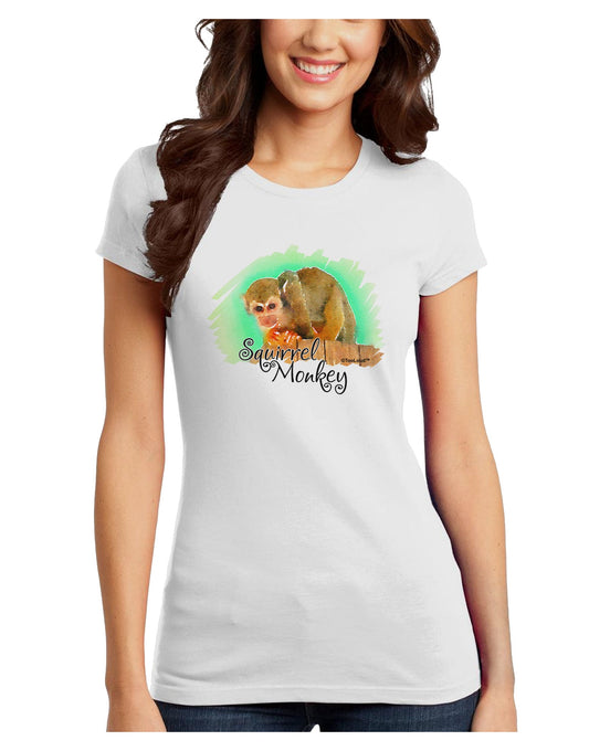 Squirrel Monkey Watercolor Text Juniors T-Shirt-Womens Juniors T-Shirt-TooLoud-White-Juniors Fitted X-Small-Davson Sales