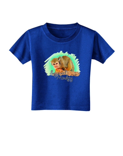 Squirrel Monkey Watercolor Text Toddler T-Shirt Dark-Toddler T-Shirt-TooLoud-Royal-Blue-2T-Davson Sales