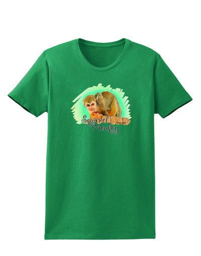 Squirrel Monkey Watercolor Text Womens Dark T-Shirt-TooLoud-Kelly-Green-X-Small-Davson Sales