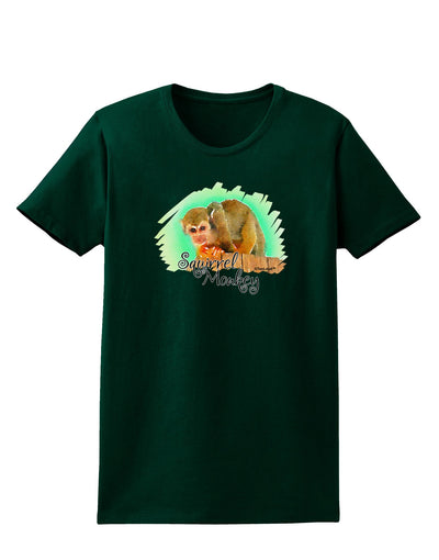 Squirrel Monkey Watercolor Text Womens Dark T-Shirt-TooLoud-Forest-Green-Small-Davson Sales