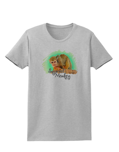 Squirrel Monkey Watercolor Text Womens T-Shirt-Womens T-Shirt-TooLoud-AshGray-X-Small-Davson Sales