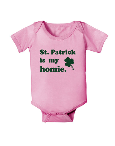 St Patrick is my Homie Baby Romper Bodysuit-Baby Romper-TooLoud-Light-Pink-06-Months-Davson Sales