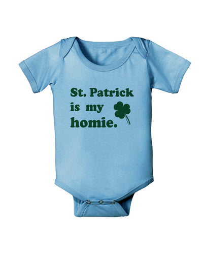 St Patrick is my Homie Baby Romper Bodysuit-Baby Romper-TooLoud-Light-Blue-06-Months-Davson Sales