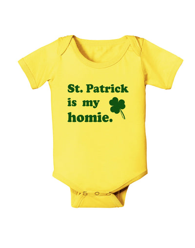 St Patrick is my Homie Baby Romper Bodysuit-Baby Romper-TooLoud-Yellow-06-Months-Davson Sales