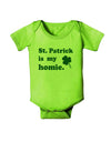 St Patrick is my Homie Baby Romper Bodysuit-Baby Romper-TooLoud-Lime-Green-06-Months-Davson Sales