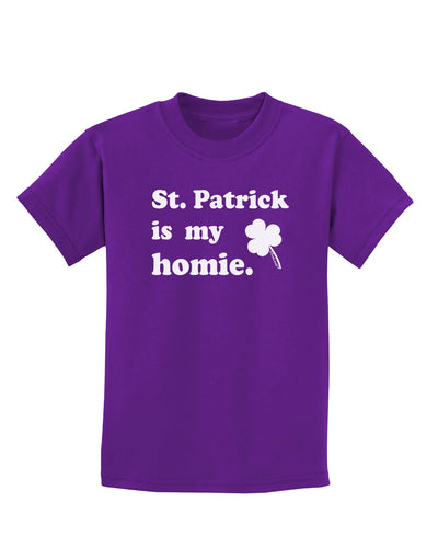 St Patrick is my Homie Childrens Dark T-Shirt-Childrens T-Shirt-TooLoud-Purple-X-Small-Davson Sales