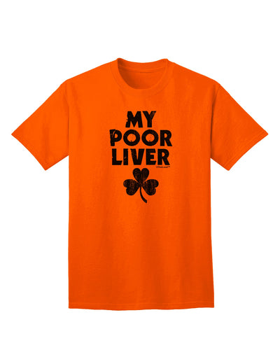 St Patrick's Day Adult T-Shirt - Celebrate Responsibly with My Poor Liver Design by TooLoud-Mens T-shirts-TooLoud-Orange-Small-Davson Sales