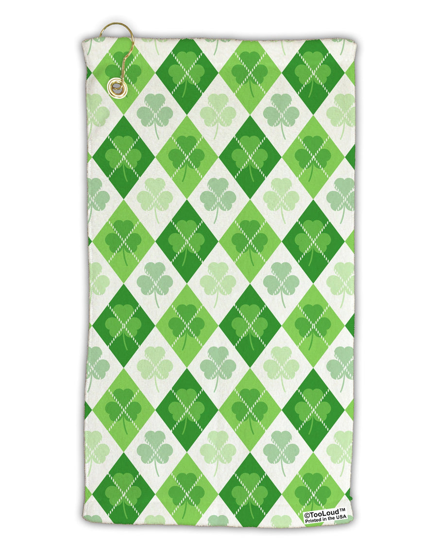 St Patrick's Day Green Shamrock Argyle Micro Terry Gromet Golf Towel 15 x 22 Inch All Over Print-Golf Towel-TooLoud-White-Davson Sales