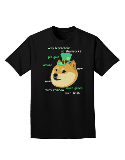 St Patricks Day Leprechaun Doge Adult Dark T-Shirt-Mens T-Shirt-TooLoud-Black-Small-Davson Sales