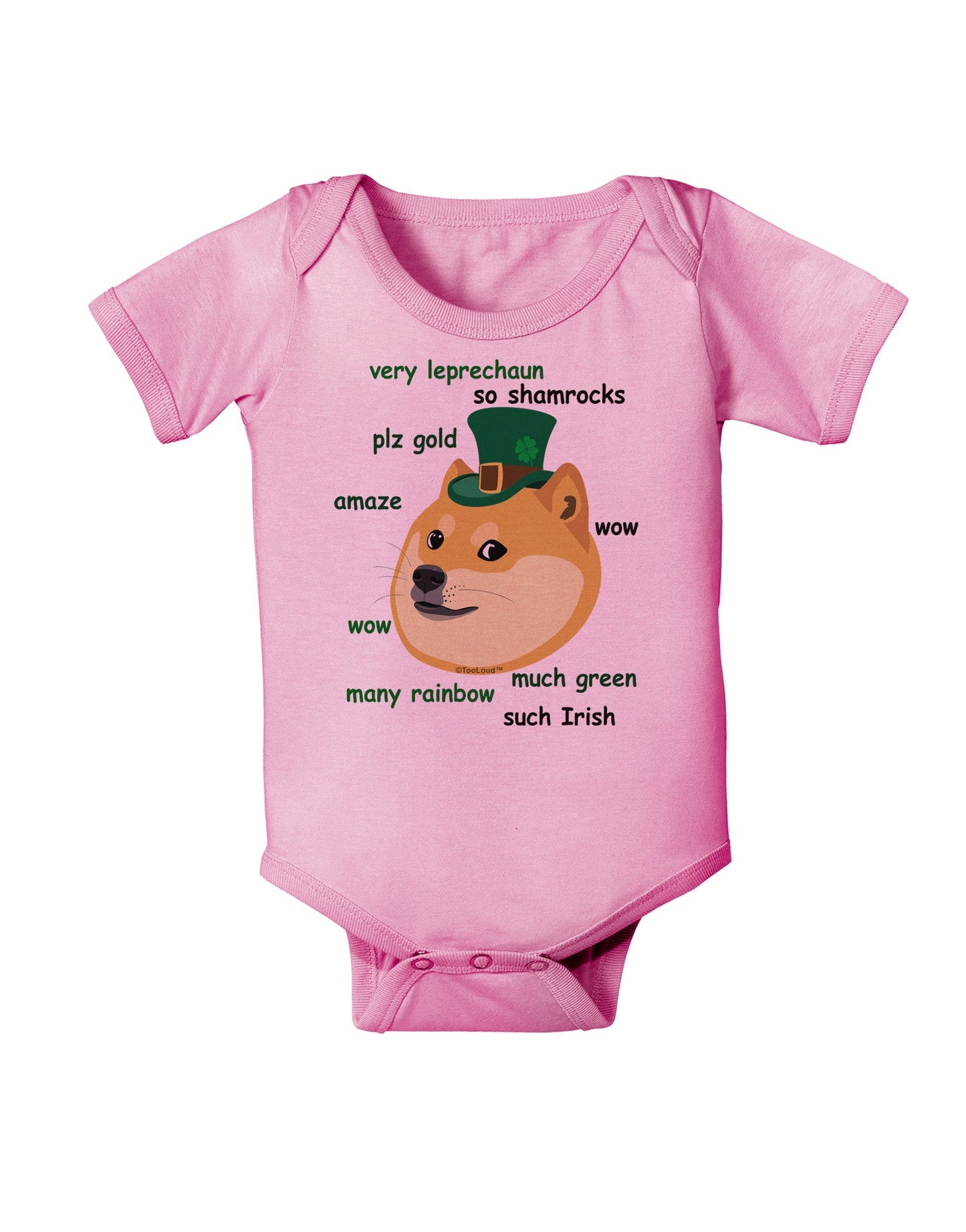 St Patricks Day Leprechaun Doge Baby Romper Bodysuit-Baby Romper-TooLoud-Pink-06-Months-Davson Sales