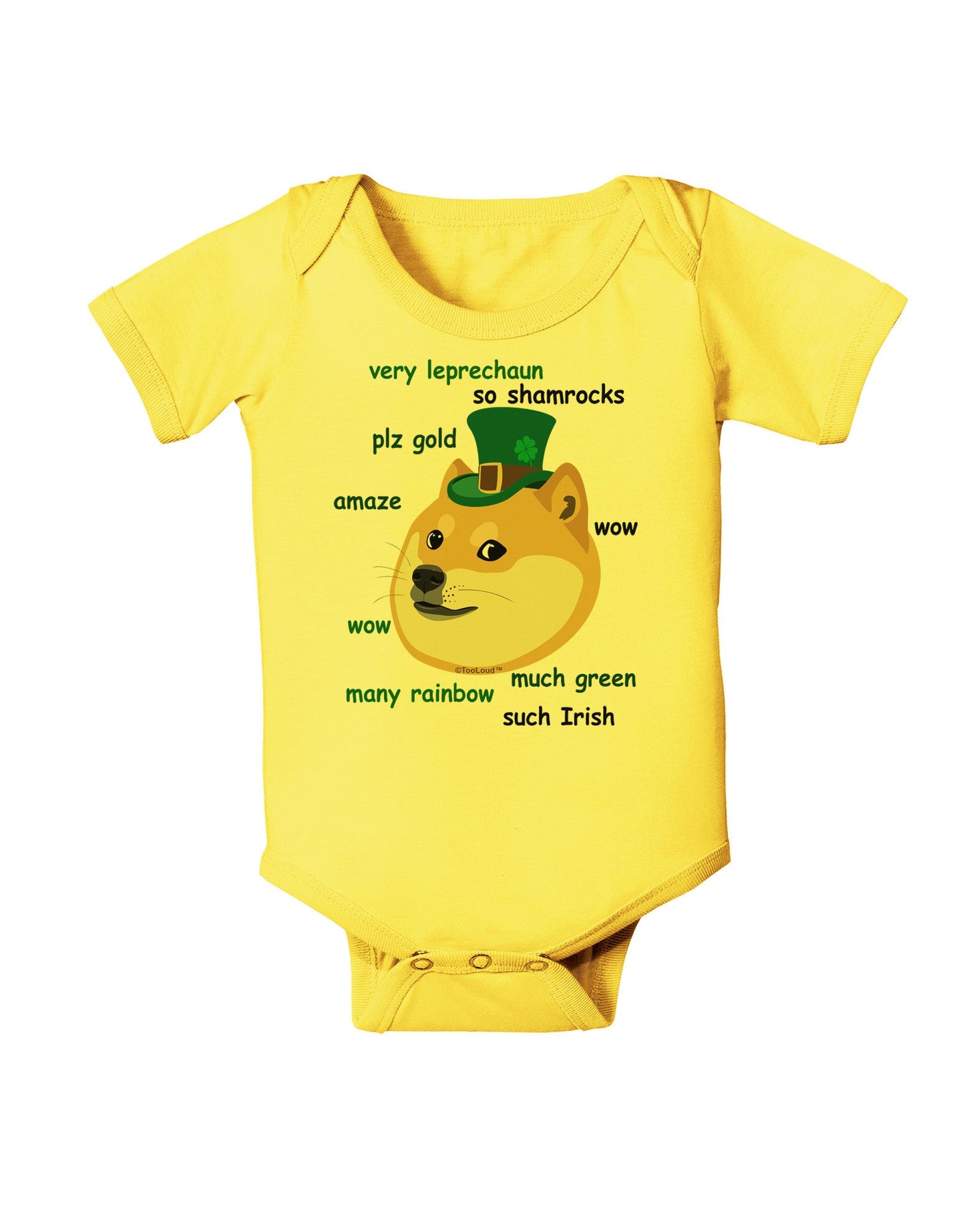 St Patricks Day Leprechaun Doge Baby Romper Bodysuit-Baby Romper-TooLoud-Yellow-06-Months-Davson Sales
