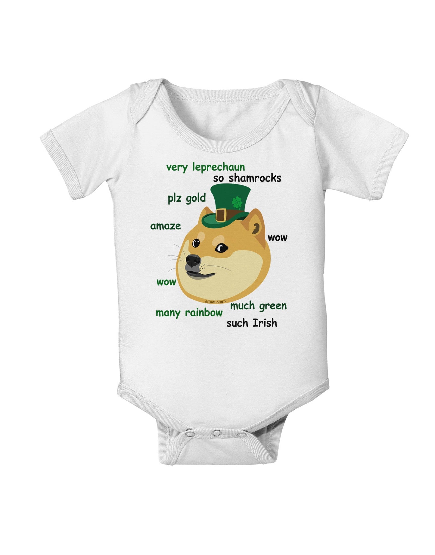 St Patricks Day Leprechaun Doge Baby Romper Bodysuit-Baby Romper-TooLoud-White-06-Months-Davson Sales