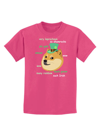 St Patricks Day Leprechaun Doge Childrens Dark T-Shirt-Childrens T-Shirt-TooLoud-Sangria-X-Small-Davson Sales