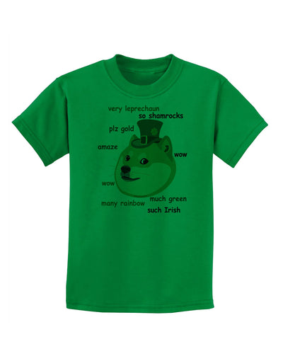 St Patricks Day Leprechaun Doge Childrens T-Shirt-Childrens T-Shirt-TooLoud-Kelly-Green-X-Small-Davson Sales