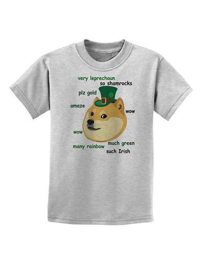 St Patricks Day Leprechaun Doge Childrens T-Shirt-Childrens T-Shirt-TooLoud-AshGray-X-Small-Davson Sales