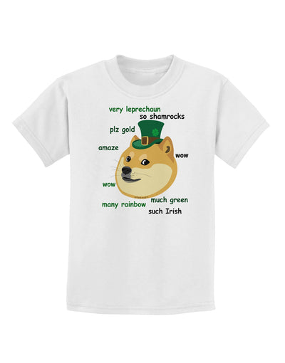 St Patricks Day Leprechaun Doge Childrens T-Shirt-Childrens T-Shirt-TooLoud-White-X-Small-Davson Sales