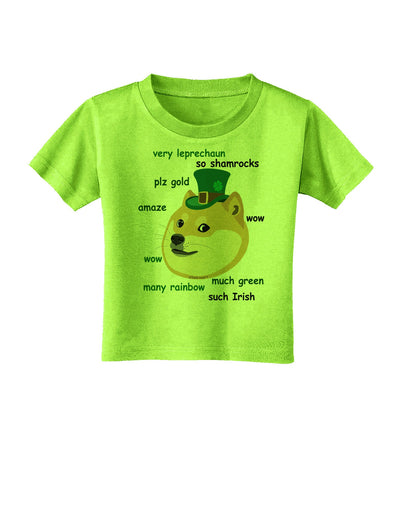 St Patricks Day Leprechaun Doge Toddler T-Shirt-Toddler T-Shirt-TooLoud-Lime-Green-2T-Davson Sales