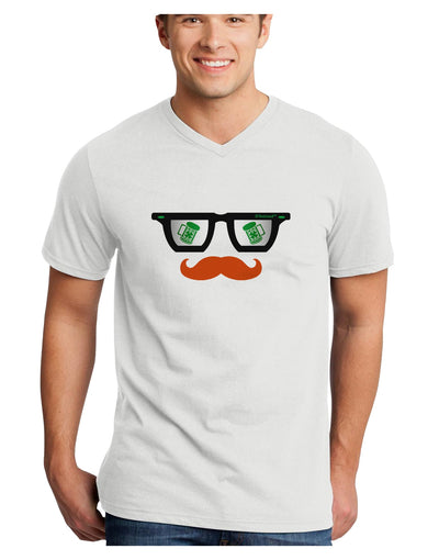 St. Patrick's Day Beer Glasses Design Adult V-Neck T-shirt by TooLoud-Mens V-Neck T-Shirt-TooLoud-White-Small-Davson Sales