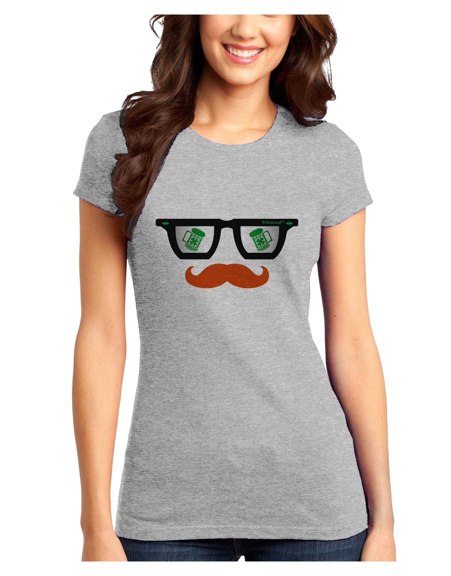 St. Patrick's Day Beer Glasses Design Juniors T-Shirt by TooLoud-Womens Juniors T-Shirt-TooLoud-Ash-Gray-Juniors Fitted X-Small-Davson Sales