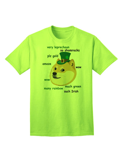 St. Patrick's Day Leprechaun Doge Adult T-Shirt: Exclusive Limited Edition-Mens T-shirts-TooLoud-Neon-Green-Small-Davson Sales