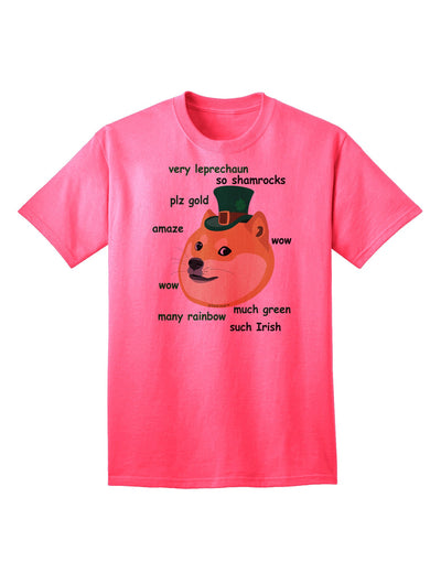 St. Patrick's Day Leprechaun Doge Adult T-Shirt: Exclusive Limited Edition-Mens T-shirts-TooLoud-Neon-Pink-Small-Davson Sales