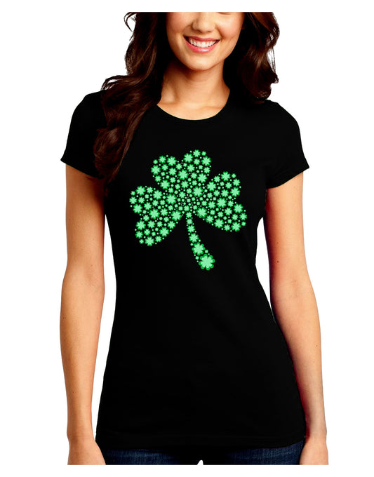 St. Patrick's Day Shamrock Design - Shamrocks Juniors Crew Dark T-Shirt by TooLoud-T-Shirts Juniors Tops-TooLoud-Black-Juniors Fitted Small-Davson Sales
