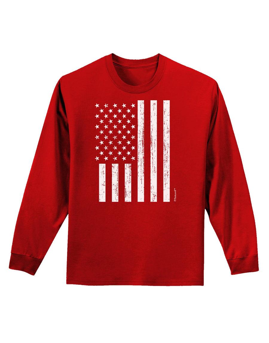 Stamp Style American Flag - Distressed Adult Long Sleeve Dark T-Shirt by TooLoud-TooLoud-Black-Small-Davson Sales