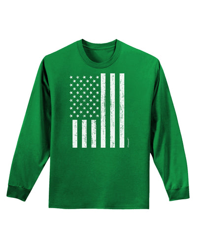 Stamp Style American Flag - Distressed Adult Long Sleeve Dark T-Shirt by TooLoud-TooLoud-Kelly-Green-Small-Davson Sales