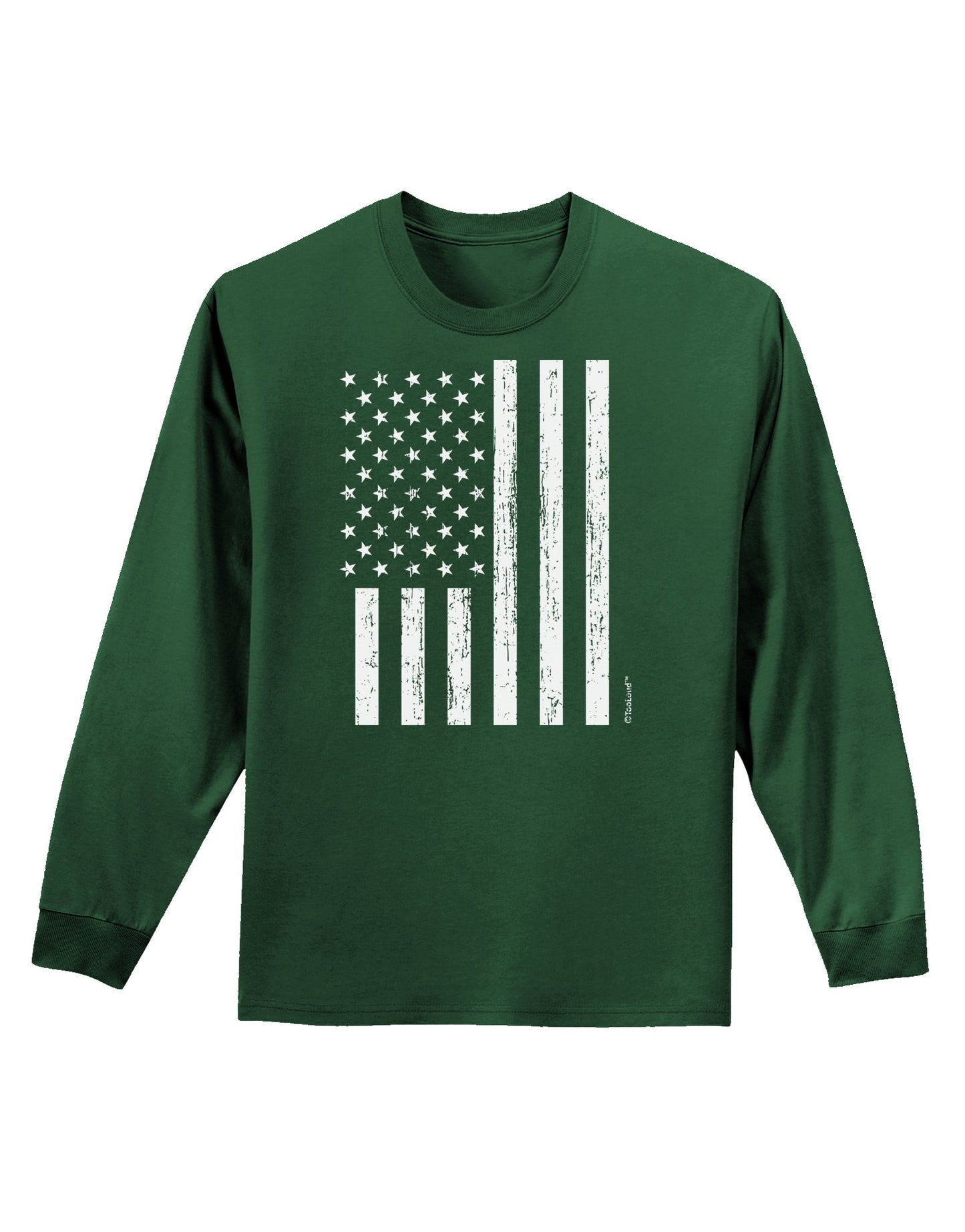 Stamp Style American Flag - Distressed Adult Long Sleeve Dark T-Shirt by TooLoud-TooLoud-Dark-Green-Small-Davson Sales