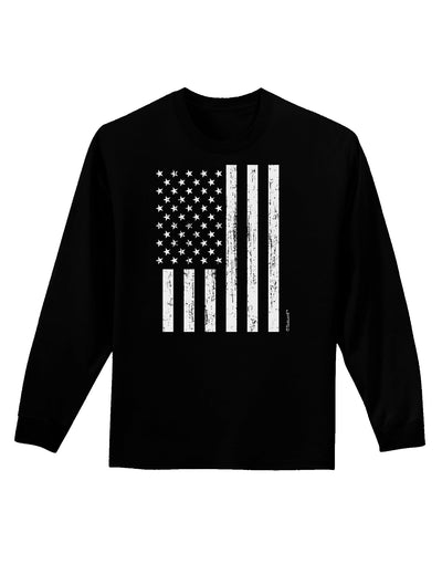 Stamp Style American Flag - Distressed Adult Long Sleeve Dark T-Shirt by TooLoud-TooLoud-Black-Small-Davson Sales