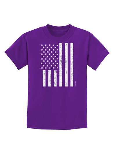 Stamp Style American Flag - Distressed Childrens Dark T-Shirt by TooLoud-Childrens T-Shirt-TooLoud-Purple-X-Small-Davson Sales