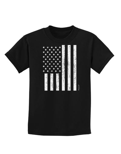 Stamp Style American Flag - Distressed Childrens Dark T-Shirt by TooLoud-Childrens T-Shirt-TooLoud-Black-X-Small-Davson Sales