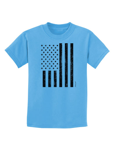 Stamp Style American Flag - Distressed Childrens T-Shirt by TooLoud-Childrens T-Shirt-TooLoud-Aquatic-Blue-X-Small-Davson Sales