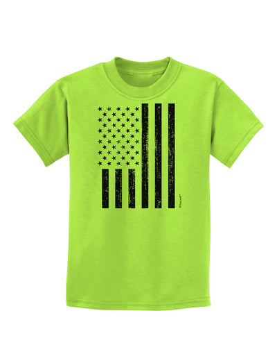 Stamp Style American Flag - Distressed Childrens T-Shirt by TooLoud-Childrens T-Shirt-TooLoud-Lime-Green-X-Small-Davson Sales