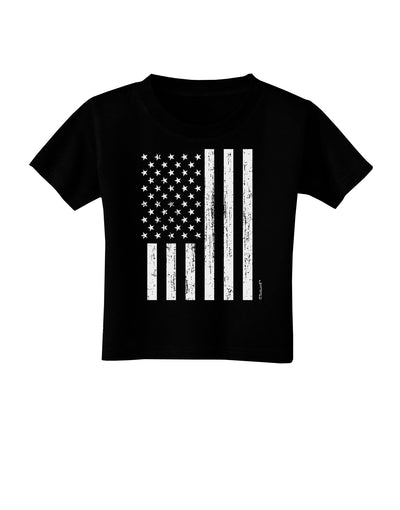 Stamp Style American Flag - Distressed Toddler T-Shirt Dark by TooLoud-Toddler T-Shirt-TooLoud-Black-2T-Davson Sales