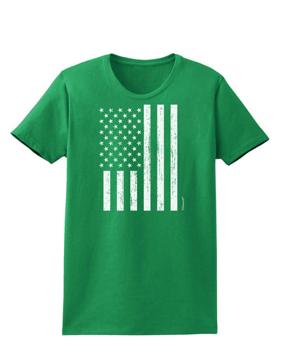 Stamp Style American Flag - Distressed Womens Dark T-Shirt by TooLoud-Womens T-Shirt-TooLoud-Kelly-Green-X-Small-Davson Sales