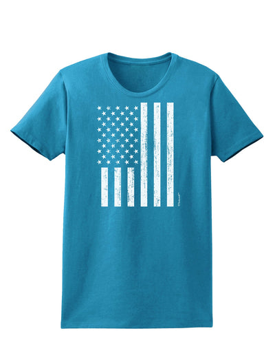 Stamp Style American Flag - Distressed Womens Dark T-Shirt by TooLoud-Womens T-Shirt-TooLoud-Turquoise-X-Small-Davson Sales