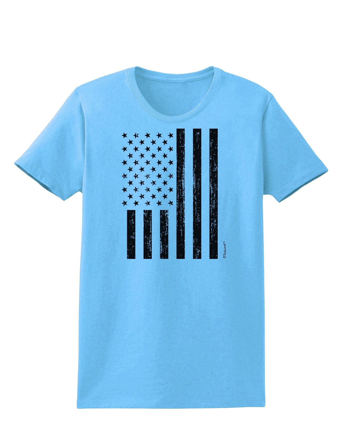 Stamp Style American Flag - Distressed Womens T-Shirt by TooLoud-Womens T-Shirt-TooLoud-Aquatic-Blue-X-Small-Davson Sales