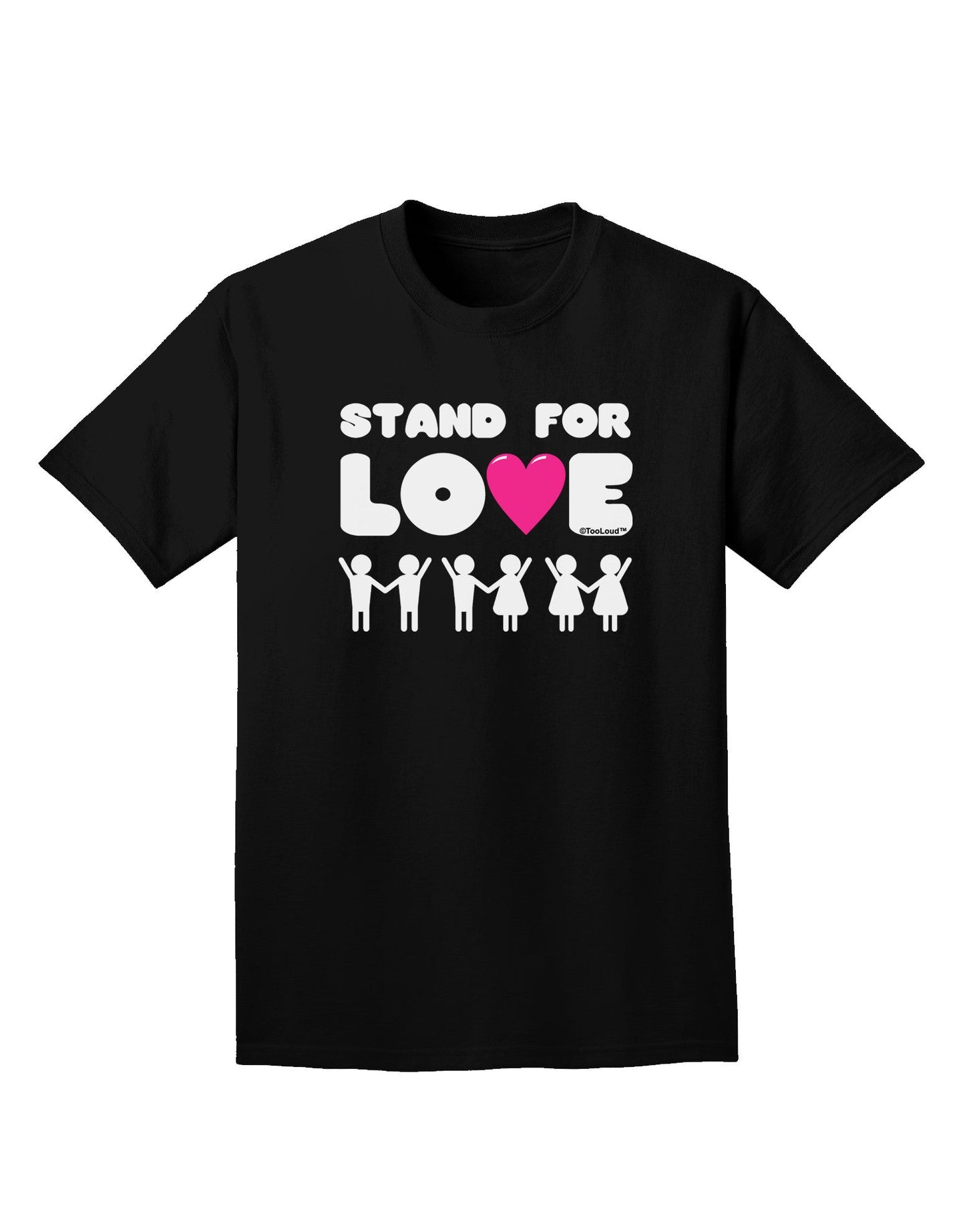 Stand For Love Pink Heart Adult Dark T-Shirt-Mens T-Shirt-TooLoud-Black-Small-Davson Sales