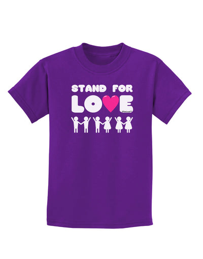 Stand For Love Pink Heart Childrens Dark T-Shirt-Childrens T-Shirt-TooLoud-Purple-X-Small-Davson Sales