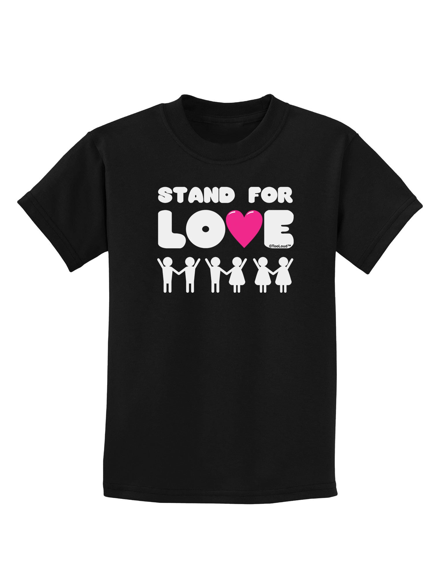 Stand For Love Pink Heart Childrens Dark T-Shirt-Childrens T-Shirt-TooLoud-Black-X-Small-Davson Sales