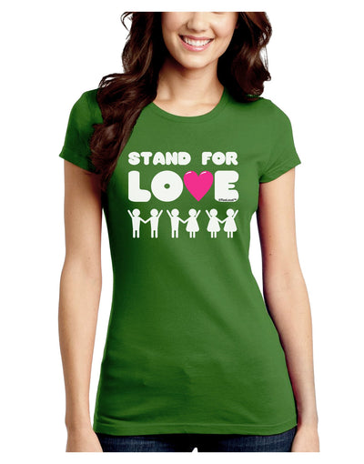 Stand For Love Pink Heart Juniors Crew Dark T-Shirt-T-Shirts Juniors Tops-TooLoud-Kiwi-Green-Juniors Fitted Small-Davson Sales