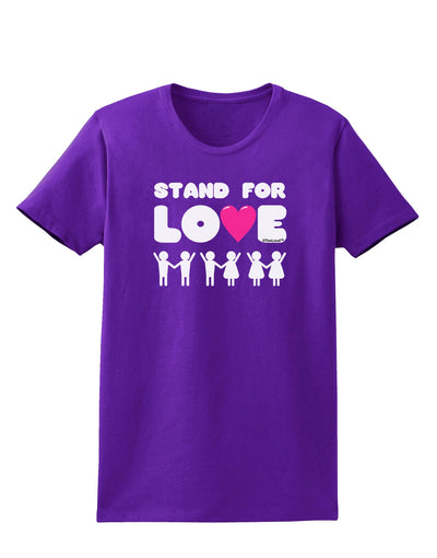 Stand For Love Pink Heart Womens Dark T-Shirt-TooLoud-Purple-X-Small-Davson Sales