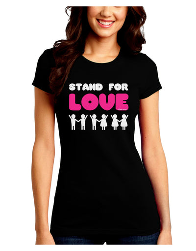 Stand For Love Pink Juniors Crew Dark T-Shirt-T-Shirts Juniors Tops-TooLoud-Black-Juniors Fitted Small-Davson Sales