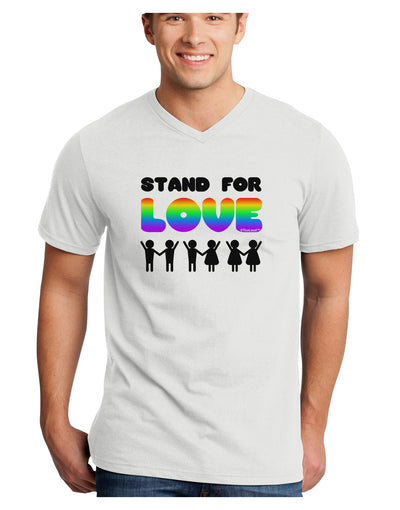 Stand For Love Rainbow Adult V-Neck T-shirt-Mens V-Neck T-Shirt-TooLoud-White-Small-Davson Sales