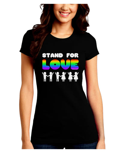 Stand For Love Rainbow Juniors Crew Dark T-Shirt-T-Shirts Juniors Tops-TooLoud-Black-Juniors Fitted Small-Davson Sales