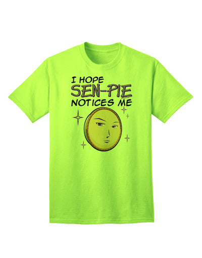 Stand out with the I Hope Sen-Pie Notices Me Adult T-Shirt - A Must-Have for Anime Enthusiasts!-Mens T-shirts-TooLoud-Neon-Green-Small-Davson Sales