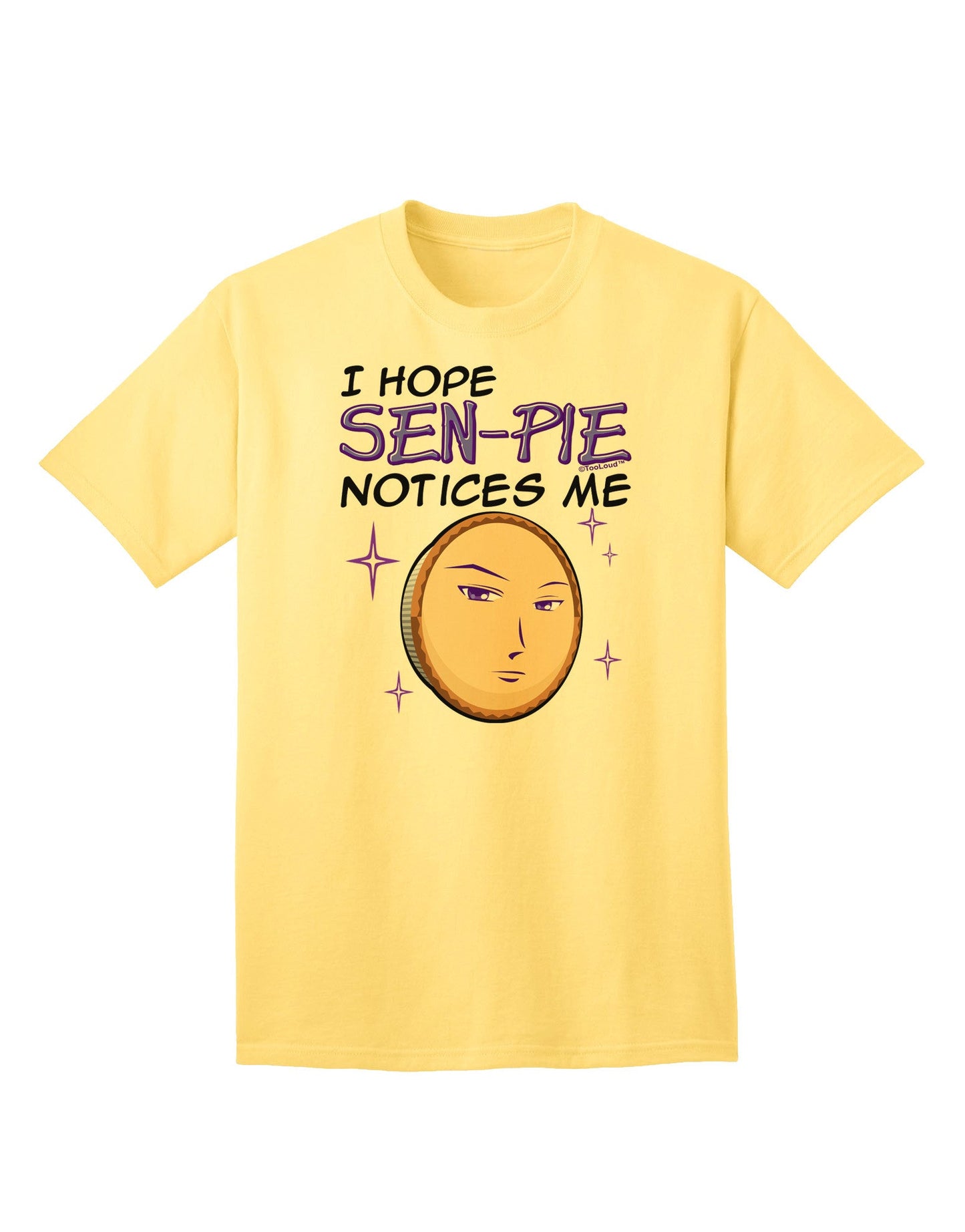 Stand out with the I Hope Sen-Pie Notices Me Adult T-Shirt - A Must-Have for Anime Enthusiasts!-Mens T-shirts-TooLoud-Yellow-Small-Davson Sales