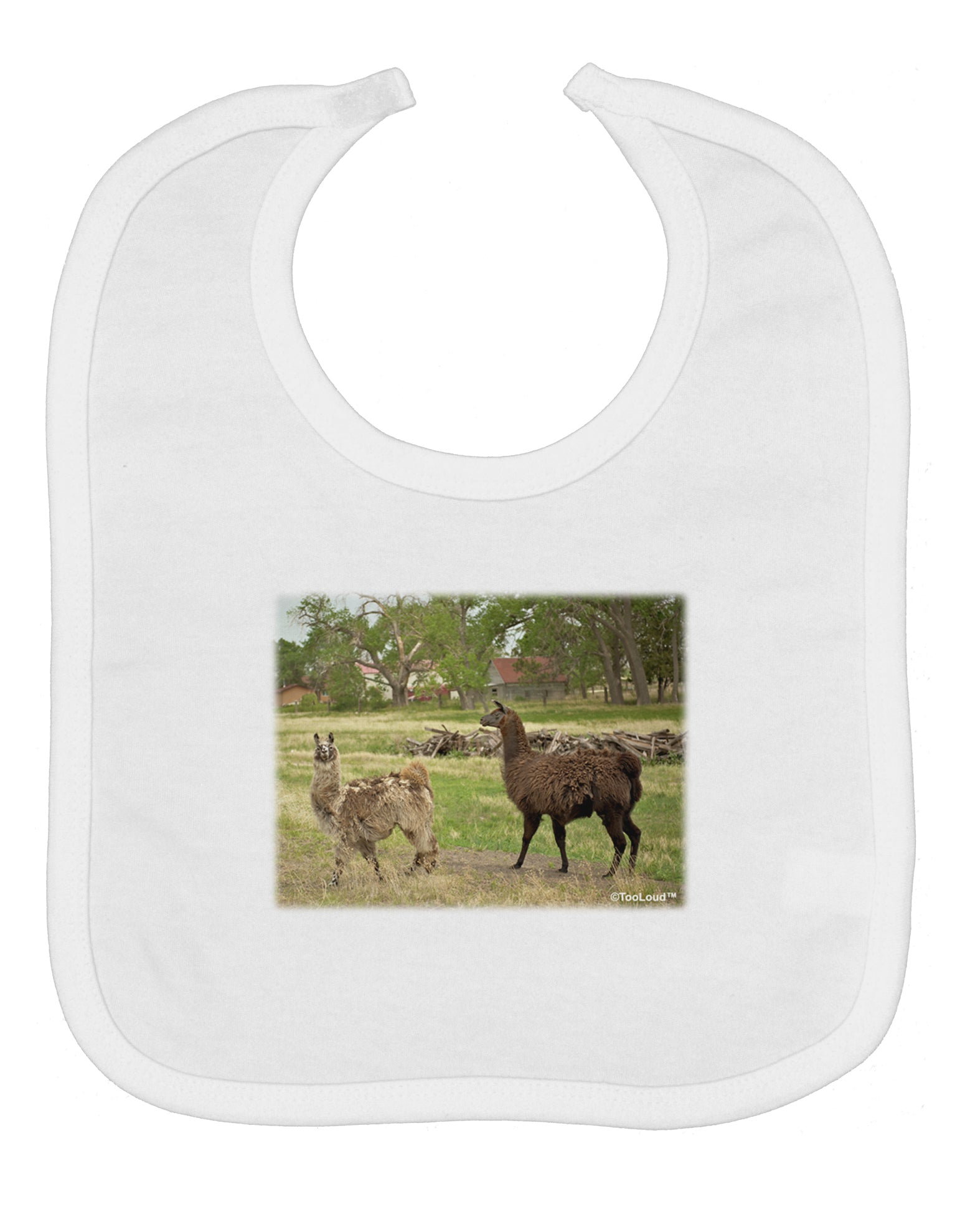 Standing Llamas Baby Bib by TooLoud